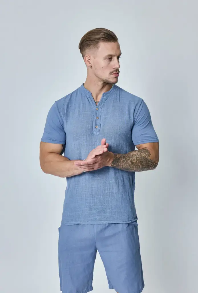 T-shirt uni effet Lin Bleu Jean