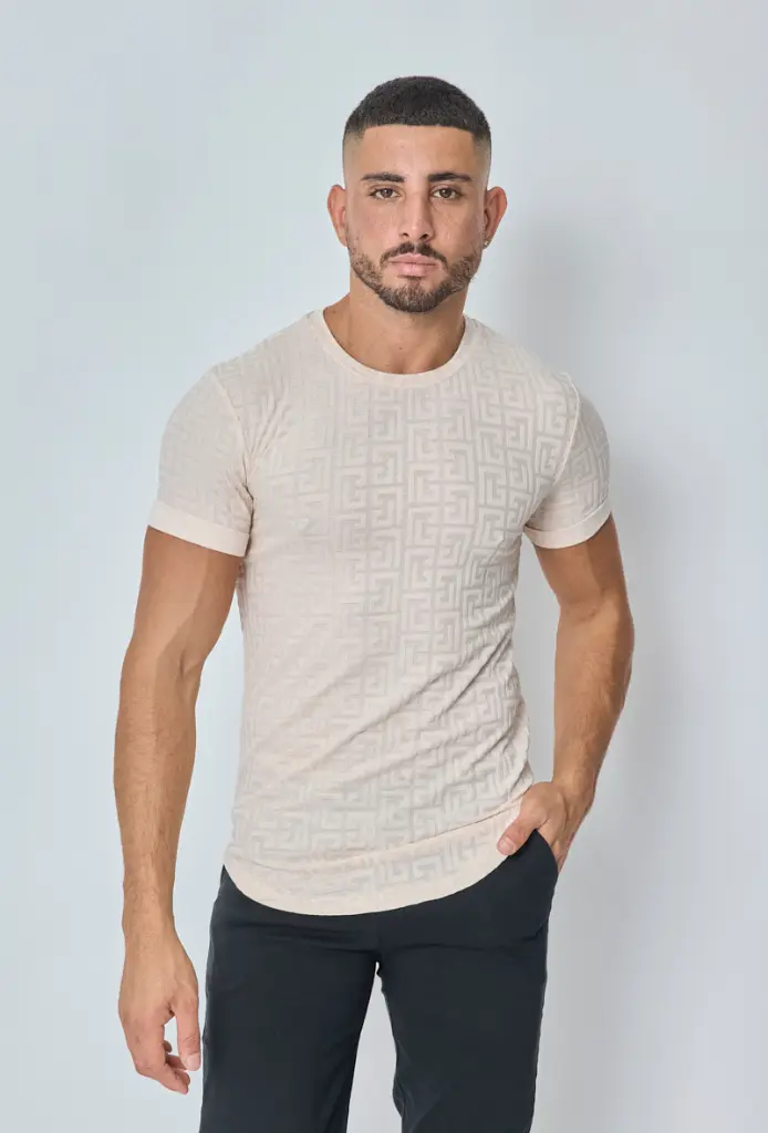 T-shirt à motif baroque Beige