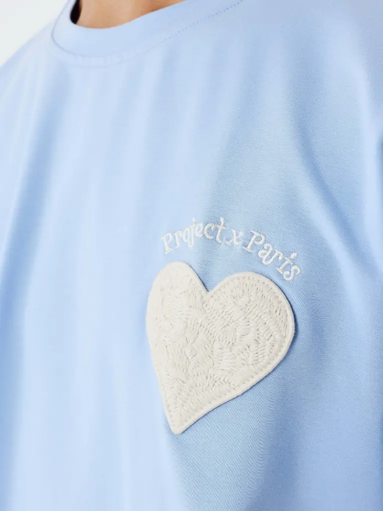 T-shirt large wicker heart - Bleu