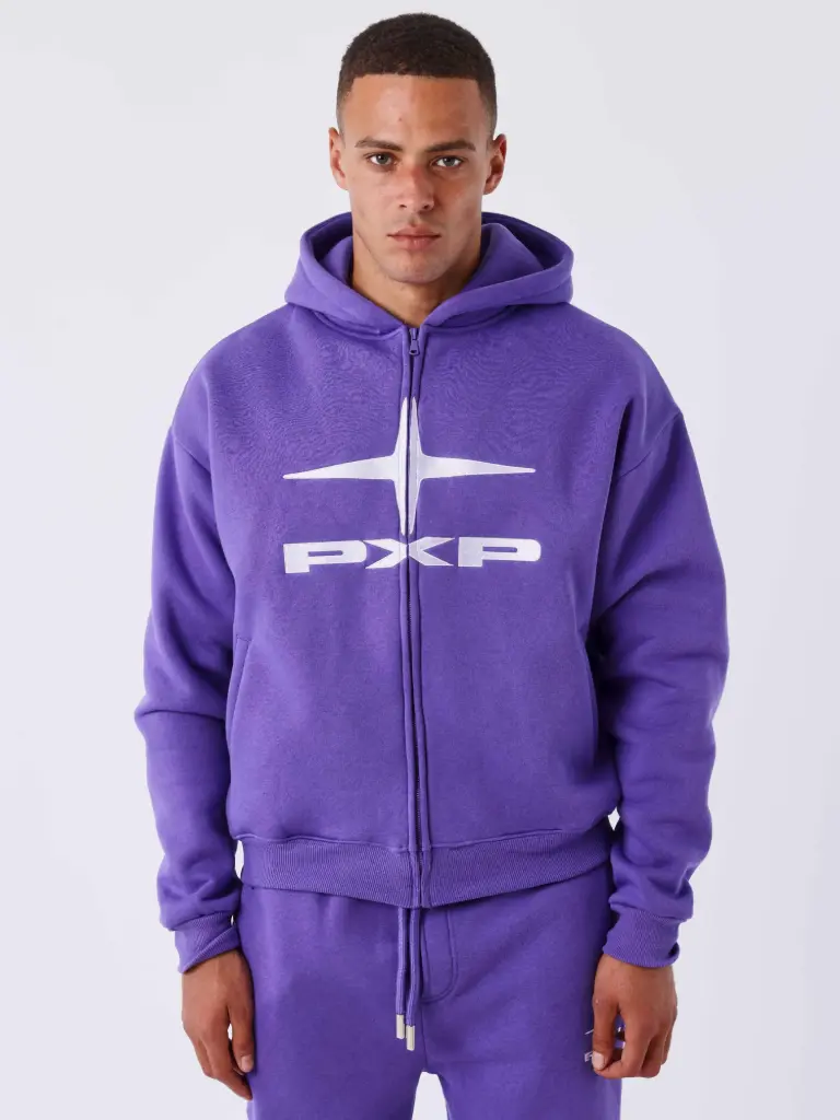 Sweat à capuche zippé unisexe Essentials Violet - AV