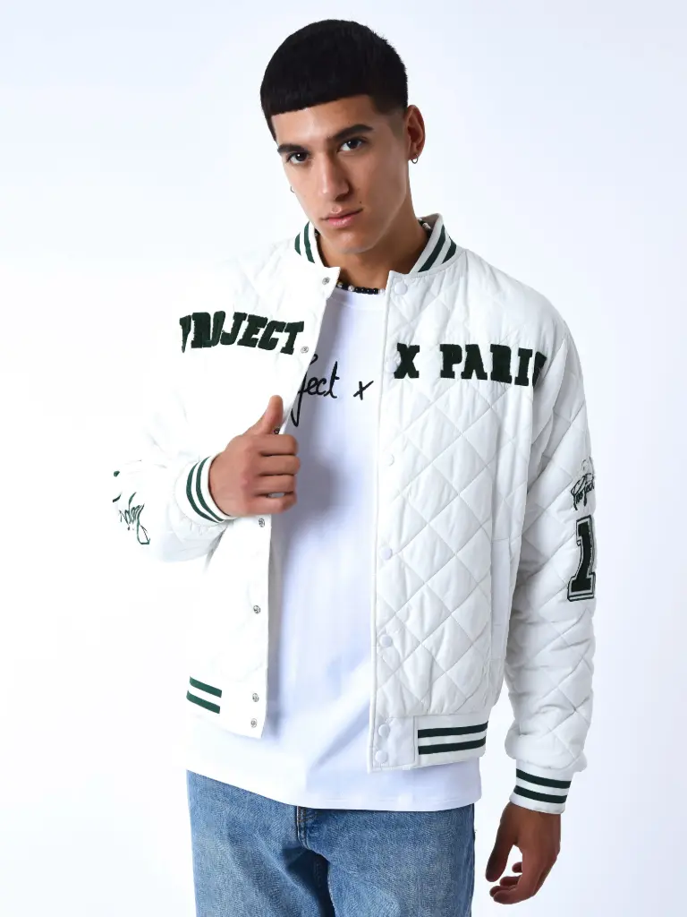 Veste Teddy matelassée Blanche/verte - OW