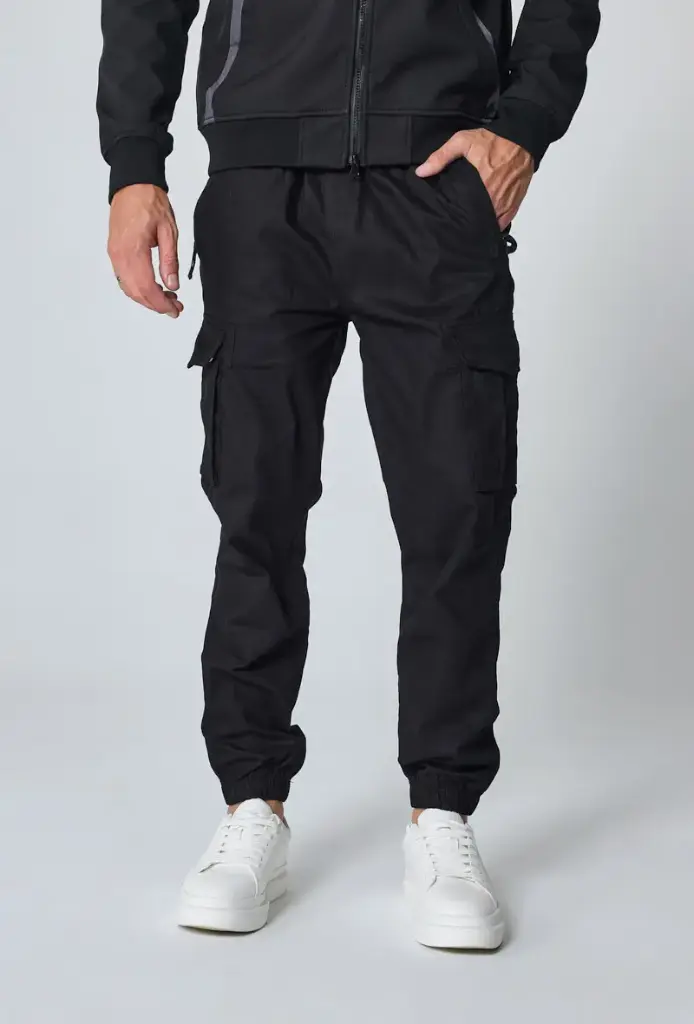 Pantalon cargo uni Noir