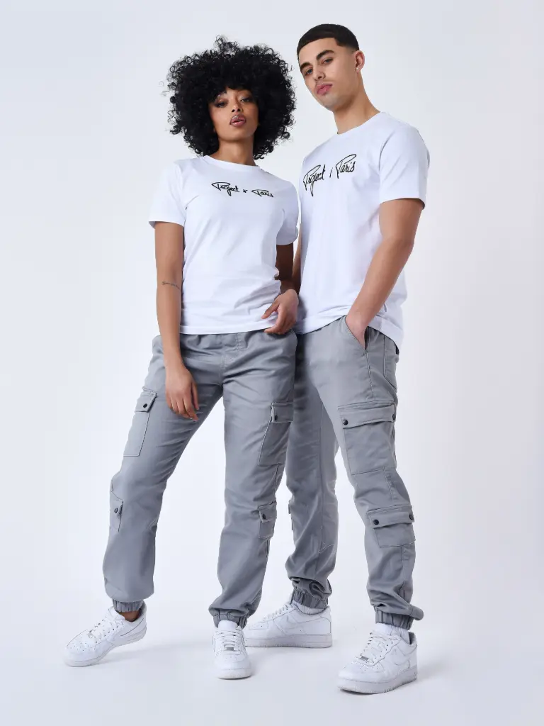 Cargo multi-poches avec serrage élastique Gris