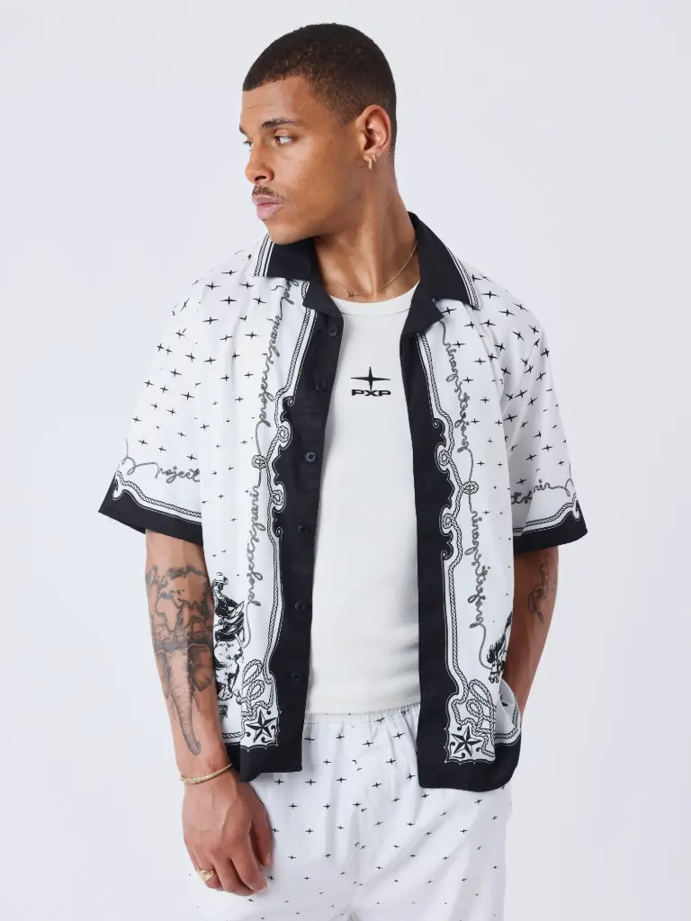 Chemise fluide western Blanc - W
