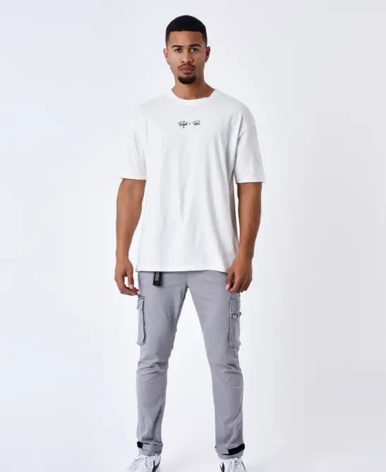 Jean Cargo poches et sangle de resserrement en bas Gris - GY2