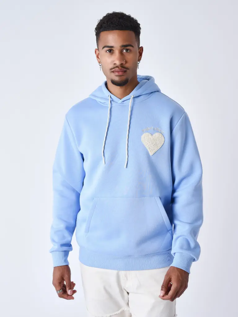 Hoodie Wicker heart Bleu