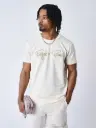 T-shirt basic broderie Signature Craie - CC