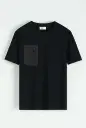 T-Shirt Uni avec Zip Noir
