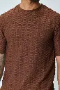 T-shirt manches courtes uni texturé Marron