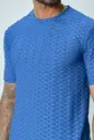 T-shirt manches courtes uni texturé Bleu