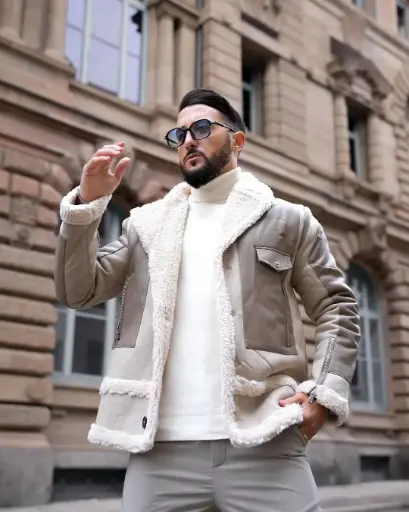 Veste bombardier aviateur Beige