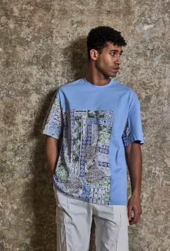 T-shirt bimatiere à motifs abstraits