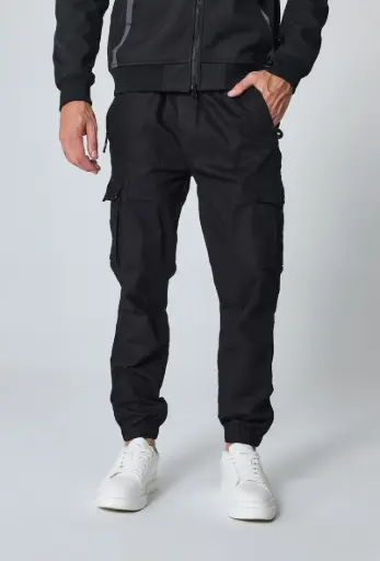 Pantalon cargo uni Noir