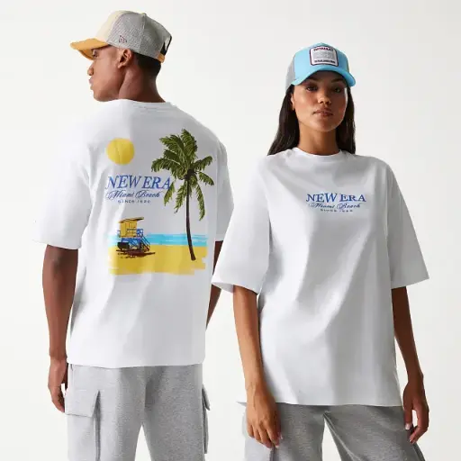 T-shirt Oversize New Era Vacation Graphic Blanc