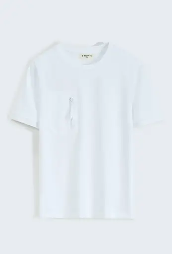 T-Shirt Uni avec Zip Blanc