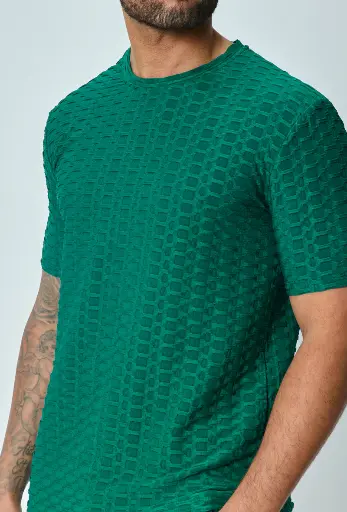 T-shirt manches courtes uni texturé Vert