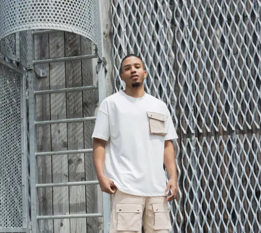 T-shirt oversize avec poche Beige