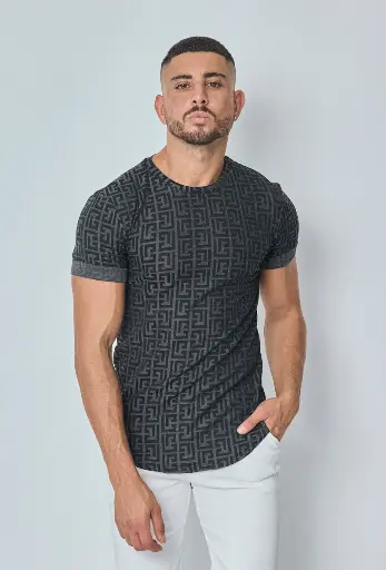 T-shirt à motif baroque Noir