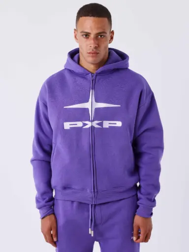 Sweat à capuche zippé unisexe Essentials Violet - AV